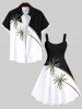 Plus Size Coconut Tree Colorblock Print Hawaii Tank Dress -  