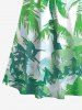 Plus Size Cold Shoulder Tropical Coconut Tree Print Hawaii Crisscross A Line Maxi Dress -  