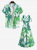 Plus Size Cold Shoulder Tropical Coconut Tree Print Hawaii Crisscross A Line Maxi Dress -  