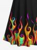Plus Size Cold Shoulder Colorful Fire Flame Print Halloween Costume Crisscross A Line Maxi Dress -  