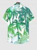 Plus Size Tropical Coconut Tree Print Hawaii Button Pocket Shirt For Men -  