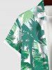 Plus Size Tropical Coconut Tree Print Hawaii Button Pocket Shirt For Men -  