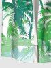 Plus Size Tropical Coconut Tree Print Hawaii Button Pocket Shirt For Men -  