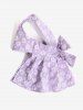 Pet's Jacquard Floral D-Ring Bowknot Dress -  