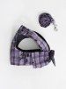Pet's Butterfly Plaid Print Bowknot Vest with Leash -  