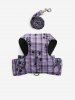 Pet's Butterfly Plaid Print Bowknot Vest with Leash -  