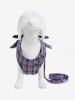 Pet's Butterfly Plaid Print Bowknot Vest with Leash -  