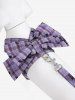 Pet's Butterfly Plaid Print Bowknot Vest with Leash -  