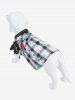 Pet's Plaid Painting Graffiti Print Glitter Rivet Floral Crochet Trim Button Dress -  