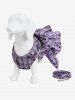 Pet's Butterfly Plaid Print Ruffles Bowknot Tied Dress with Leash -  