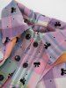 Pet's Candy Color Plaid Bowknot Polka Dot Print Toggle Drawstring Button Shirt -  
