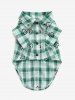 Pet's Plaid Floral Print Toggle Drawstring O-Ring Stars Button Shirt -  