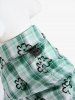 Pet's Plaid Floral Print Toggle Drawstring O-Ring Stars Button Shirt -  