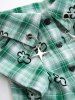 Pet's Plaid Floral Print Toggle Drawstring O-Ring Stars Button Shirt -  