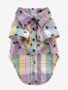 Pet's Candy Color Plaid Bowknot Polka Dot Print Toggle Drawstring Button Shirt -  