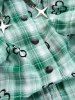 Pet's Plaid Floral Print Toggle Drawstring O-Ring Stars Button Shirt -  