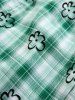 Pet's Plaid Floral Print Toggle Drawstring O-Ring Stars Button Shirt -  