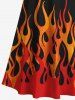 Maxi Robe D'Halloween Flamme Imprimée à Epaule Dénudée de Grande Taille - Noir XS