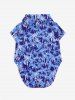 Pet's Turn-down Collar Flower Leaf Print Hawaii Button Shirt -  