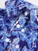Pet's Turn-down Collar Flower Leaf Print Hawaii Button Shirt -  