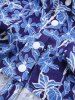 Pet's Turn-down Collar Flower Leaf Print Hawaii Button Shirt -  
