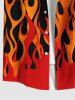 Plus Size Halloween Fire Flame Print Buttons Pocket Shirt For Men -  