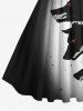 Plus Size Wolf Print Halloween Costume Ombre Vintage Swing A Line Dress -  