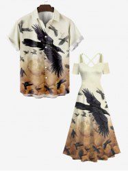 Halloween Costume Eagles Swirls Sand Ombre Colorblock Print Plus Size Matching Outfit For Couples -  