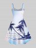 Hand Painted Coconut Tree Sun Sea Print Plus Size Matching Hawaii Beach Outfit For Couples -  