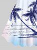 Hand Painted Coconut Tree Sun Sea Print Plus Size Matching Hawaii Beach Outfit For Couples -  
