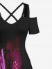 Colorful Smoke Bomb Painting Splatter Print Plus Size Matching Hawaii Beach Outfit For Couples -  