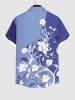 Plus Size Flowers Leaf Curve Colorblock Print Buttons Pocket Hawaii Shirt For Men -  