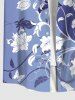 Plus Size Flowers Leaf Curve Colorblock Print Buttons Pocket Hawaii Shirt For Men -  