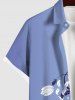 Plus Size Flowers Leaf Curve Colorblock Print Buttons Pocket Hawaii Shirt For Men -  