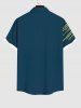 Plus Size Coconut Tree Sea Sun Synthwave Print Buttons Pocket Hawaii Shirt For Men - Vert profond XL