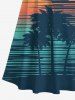Plus Size Coconut Tree Sea Sun Synthwave Print Cold Shoulder Crisscross Hawaii Maxi Dress -  