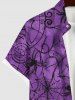 Plus Size Halloween Spider Web Print Buttons Pocket Shirt For Men -  