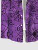 Plus Size Halloween Spider Web Print Buttons Pocket Shirt For Men -  