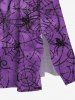 Plus Size Halloween Costume Spider Web Print Split Midi Dress -  