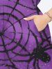 Plus Size Halloween Costume Spider Web Print Split Midi Dress -  
