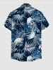 Plus Size Tropical Leaves Floral Print Hawaii Button Pocket Shirt For Men -  