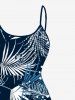 Plus Size Tropical Leaves Floral Print Hawaii High Low Asymmetric Cami Dress -  