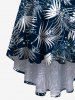 Plus Size Tropical Leaves Floral Print Hawaii High Low Asymmetric Cami Dress -  
