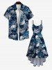 Plus Size Tropical Leaves Floral Print Hawaii High Low Asymmetric Cami Dress -  
