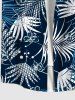 Plus Size Tropical Leaves Floral Print Hawaii Button Pocket Shirt For Men -  