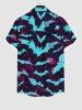 Plus Size Halloween Bat Blood Print Buttons Pocket Shirt For Men -  