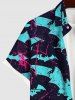 Plus Size Halloween Bat Blood Print Buttons Pocket Shirt For Men -  