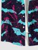 Plus Size Halloween Bat Blood Print Buttons Pocket Shirt For Men -  