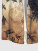 Plus Size Halloween Eagles Swirls Sand Ombre Colorblock Print Buttons Pocket Shirt For Men -  