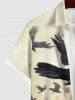 Plus Size Halloween Eagles Swirls Sand Ombre Colorblock Print Buttons Pocket Shirt For Men -  